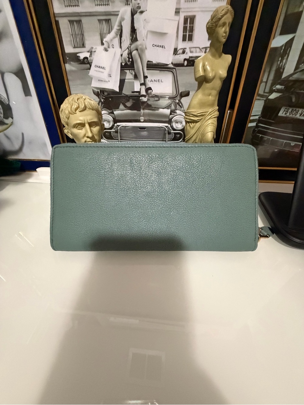 Authentic YSL sage green/blue leather zip around Long wallet with COA. - Picture 3 of 15